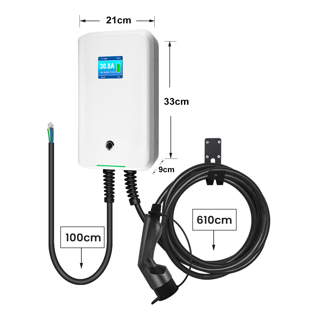 MOREC AC Wallbox 16/32A - Estação de carregamento EV com ficha tipo 2 - MC20C