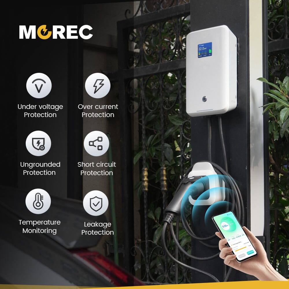 MOREC MC20 Electric Vehicle Charging Station Type 2 Support APP Control,with 20 ft charging cable