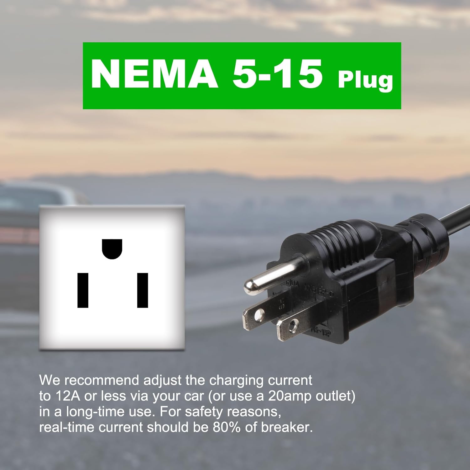 MOREC Type 1 Smart Portable EV Charger with NEMA5-15 Plug - PCD018T1