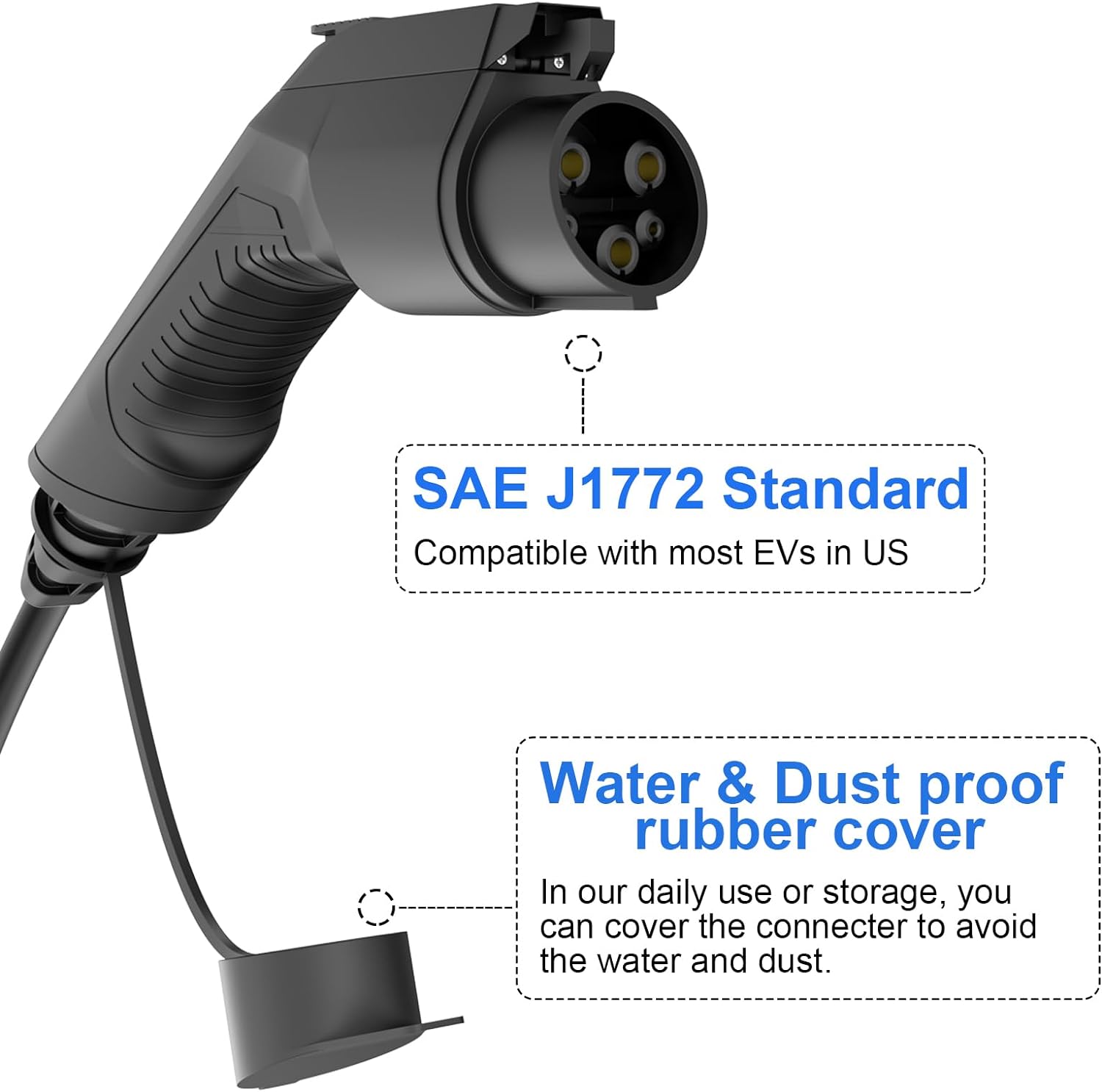 Extension Cable - MOREC Type 1 SAE J1772 Max 40Amp 20Ft for EV Charging Stations - CHC011