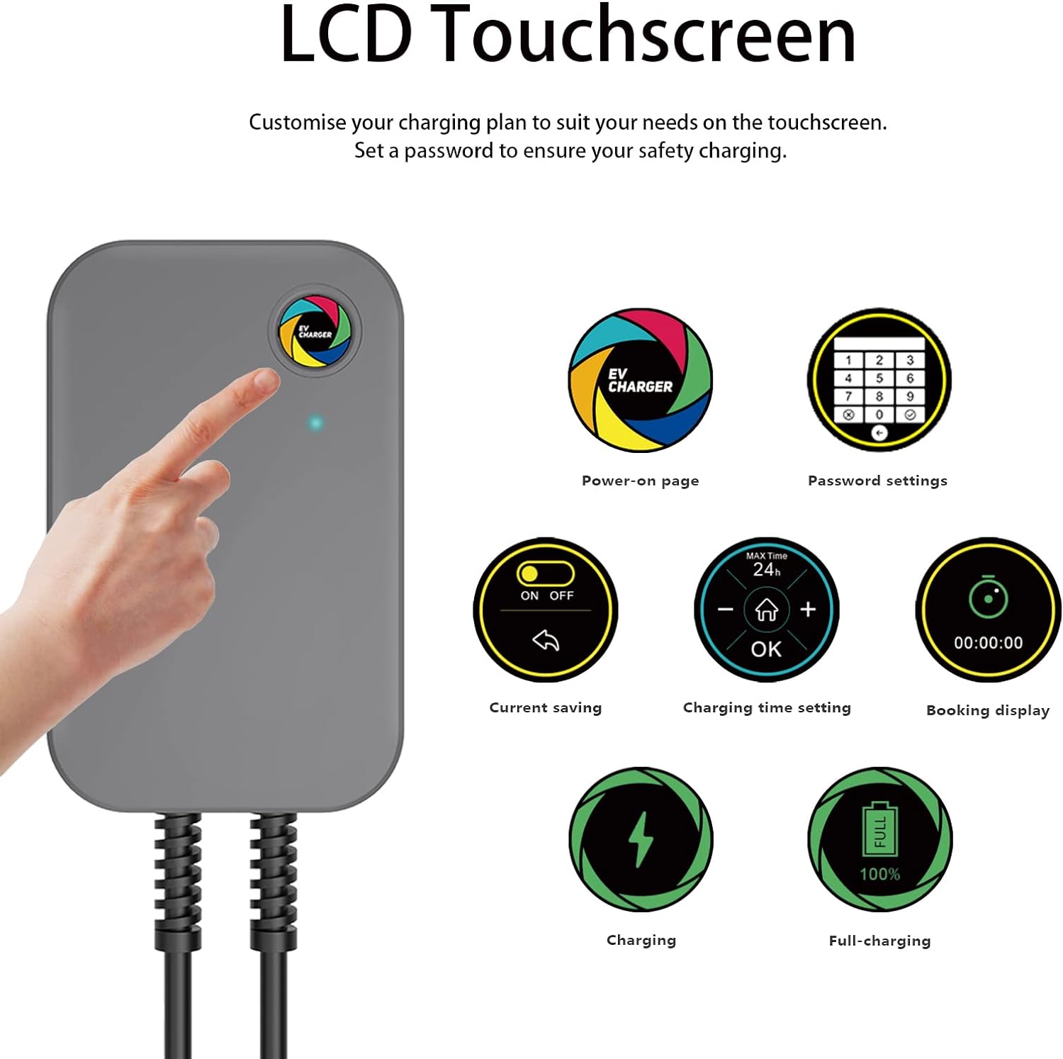 7/11/22KW EV Wallbox Charger with Type 2 Plug EV Charging Station with Touch LCD - WB20C