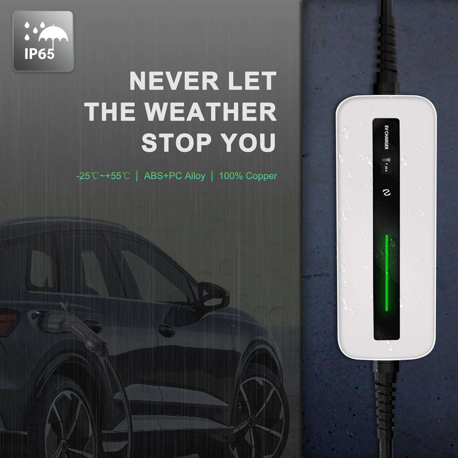 MOREC Type 1 Smart Portable EV Charger with NEMA5-15 Plug - PCD018T1