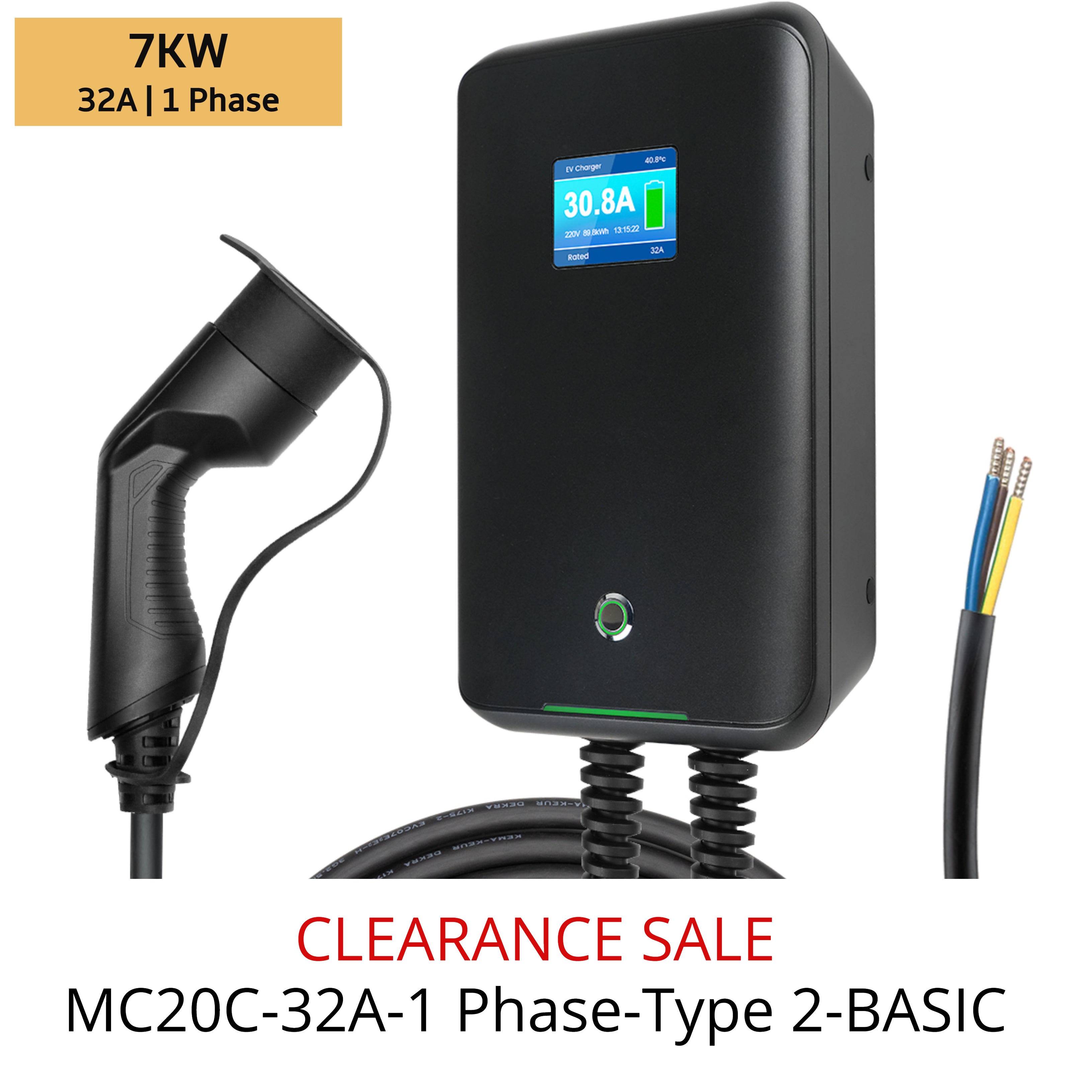 MOREC AC Wallbox 16/32A - Station de recharge EV avec prise type 2 - MC20C