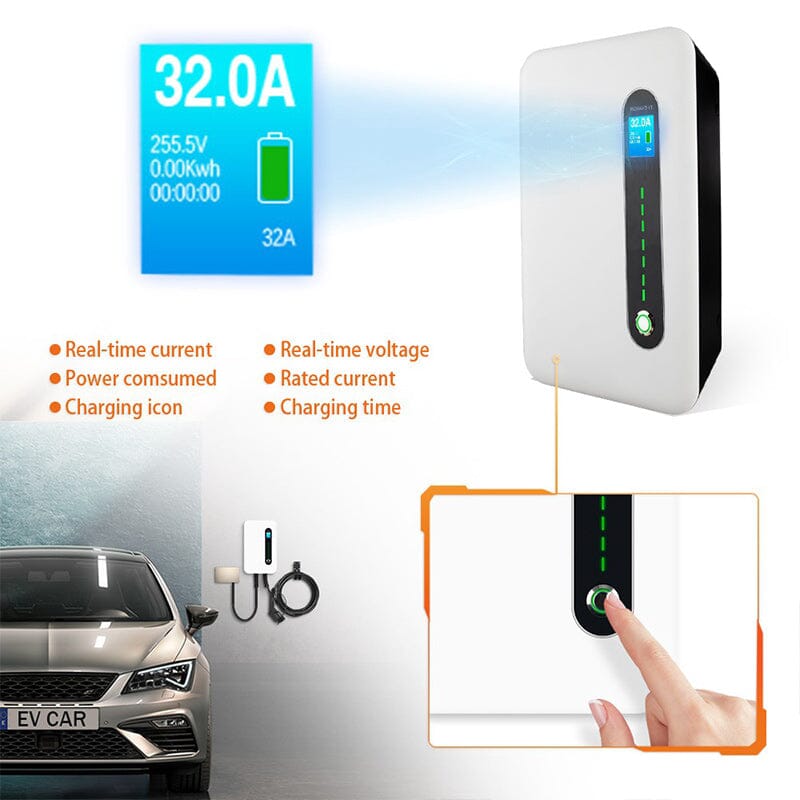 MOREC EV Wallbox Charger with Type 2 Plug 7KW APP Control EV Charging Station - F30APP