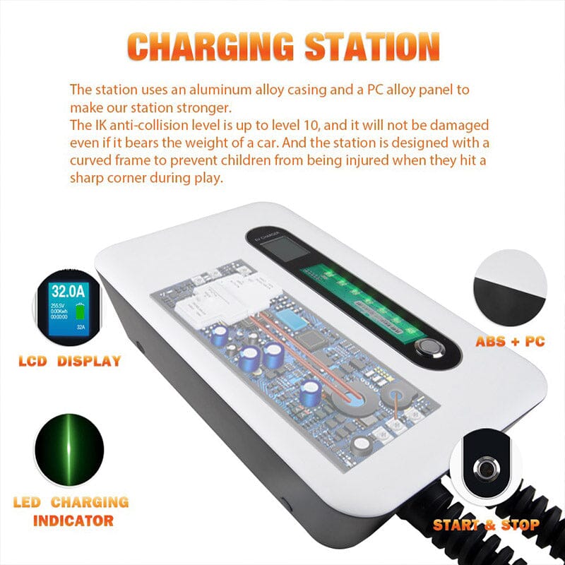 MOREC EV Wallbox Charger with Type 2 Plug 7KW APP Control EV Charging Station - F30APP