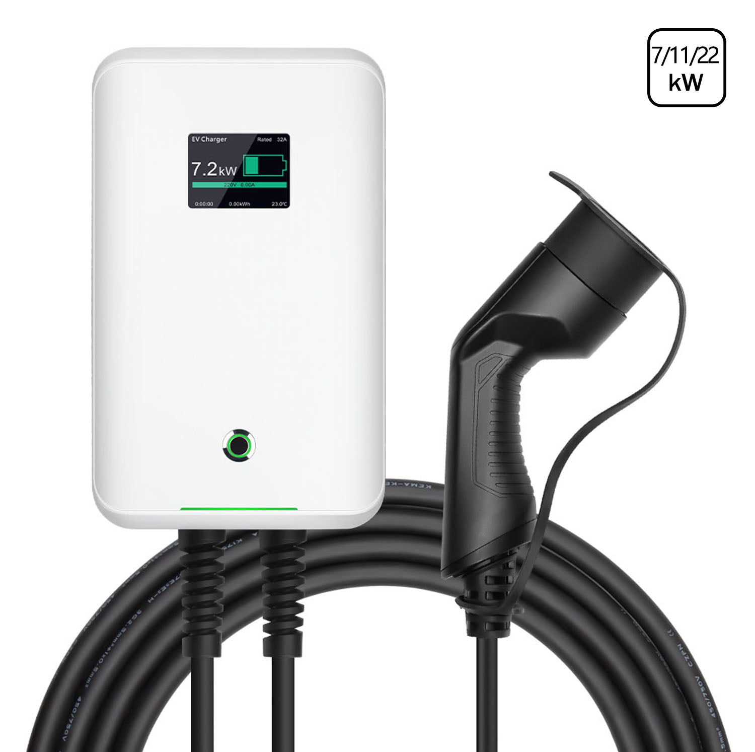 MOREC EV Wallbox Chargeur avec prise de type 2 Station de recharge EV 7/11/22KW - MC20C