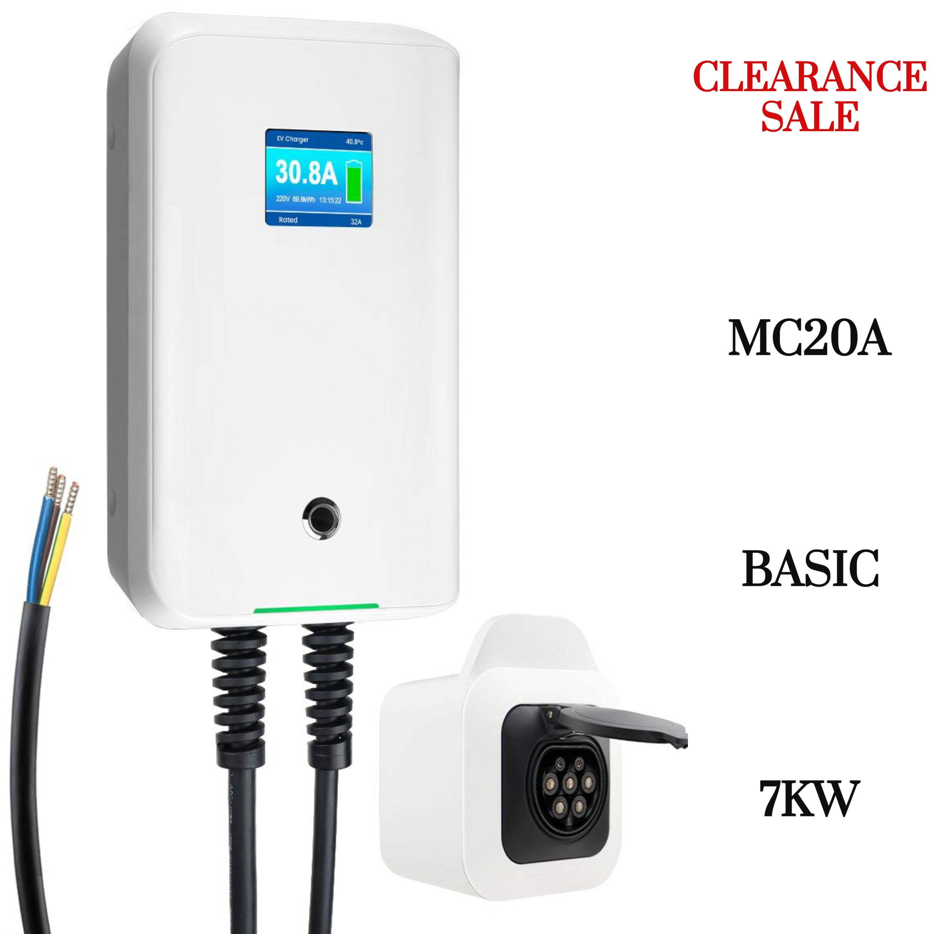 MOREC AC Wallbox 16/32A - Estação de carregamento EV com ficha tipo 2 - MC20C