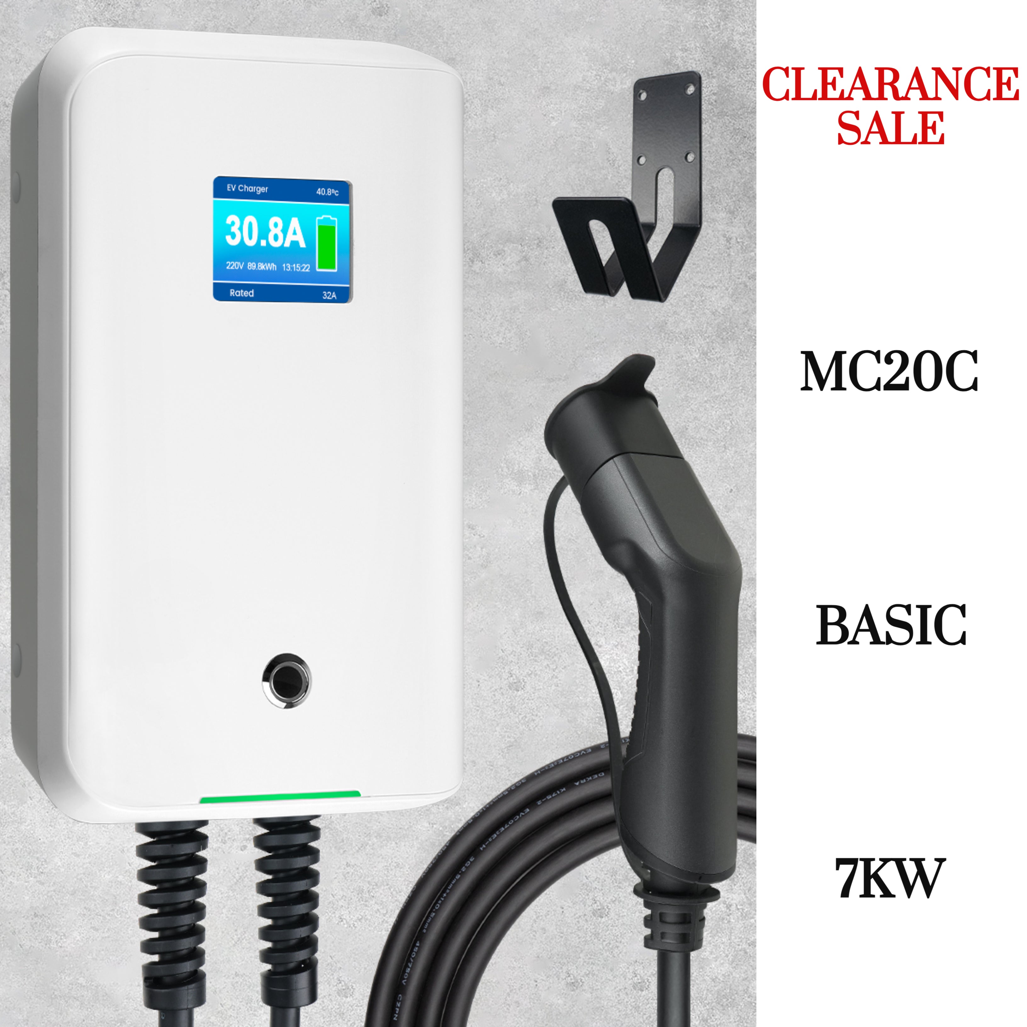 MOREC AC Wallbox 16/32A - Estación de carga para vehículos eléctricos con enchufe tipo 2 - MC20C