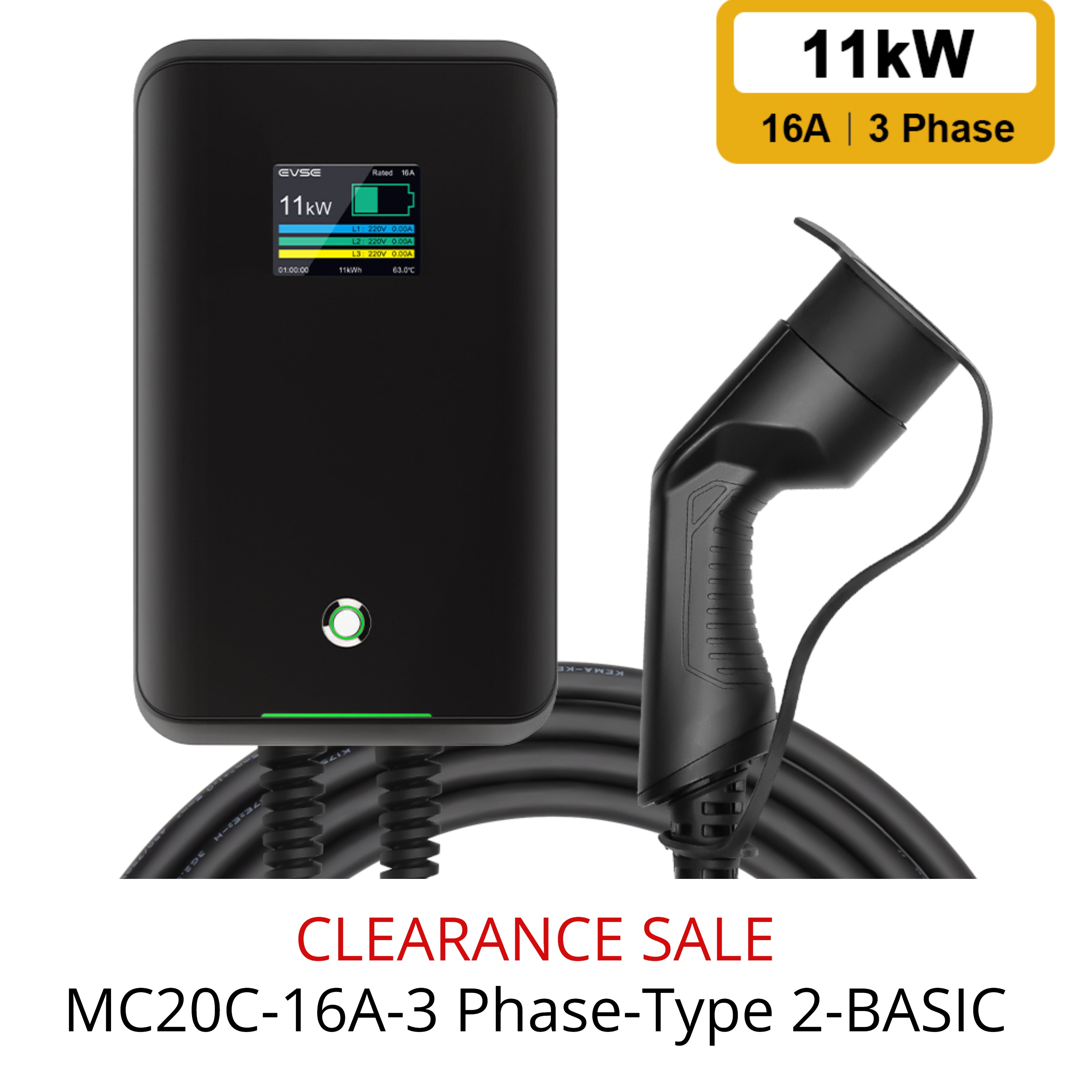 MOREC AC Wallbox 16/32A - Estación de carga para vehículos eléctricos con enchufe tipo 2 - MC20C