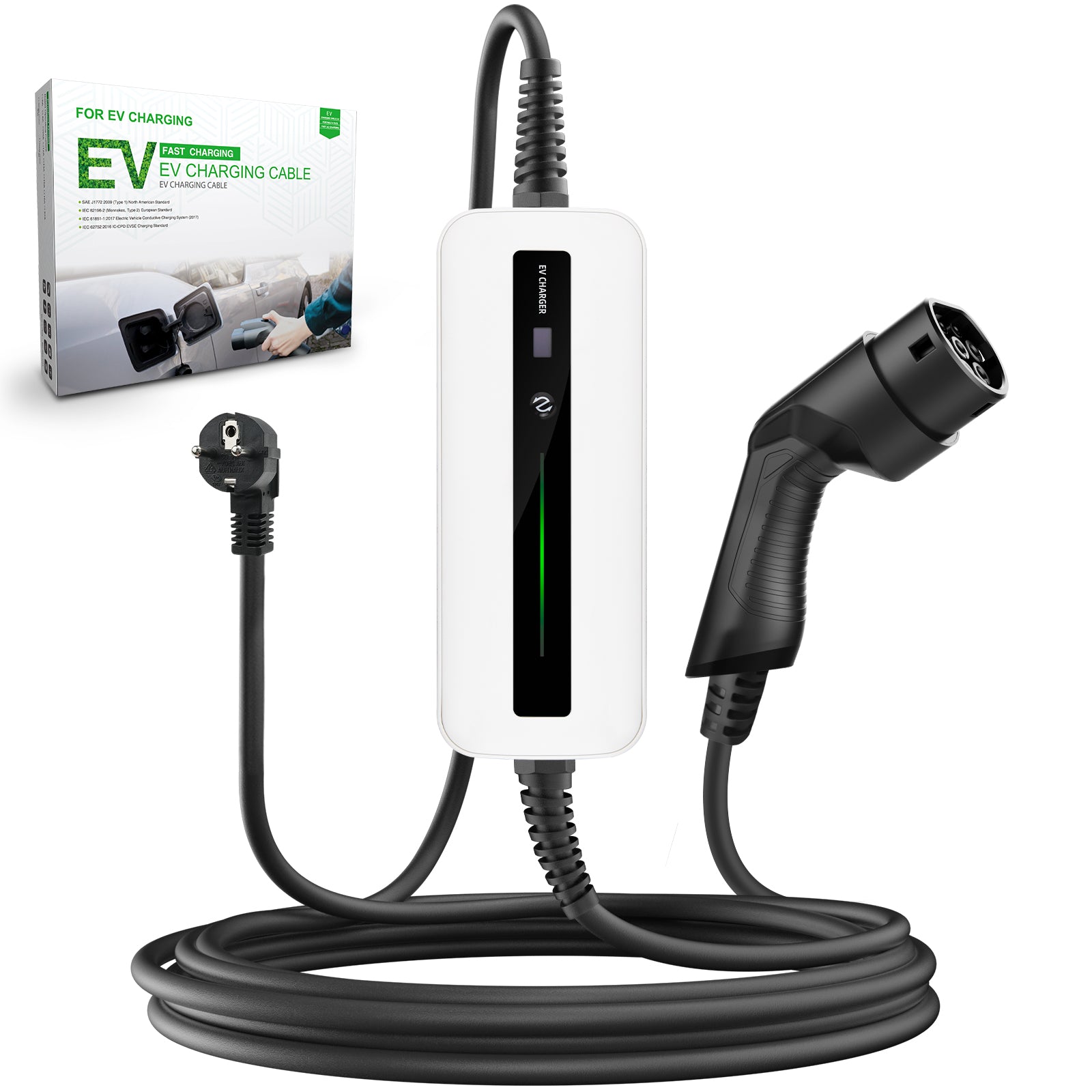 Chargeur EV portable intelligent MOREC Type 2 Max 3,6 kW avec prise Schuko - PCD018T2