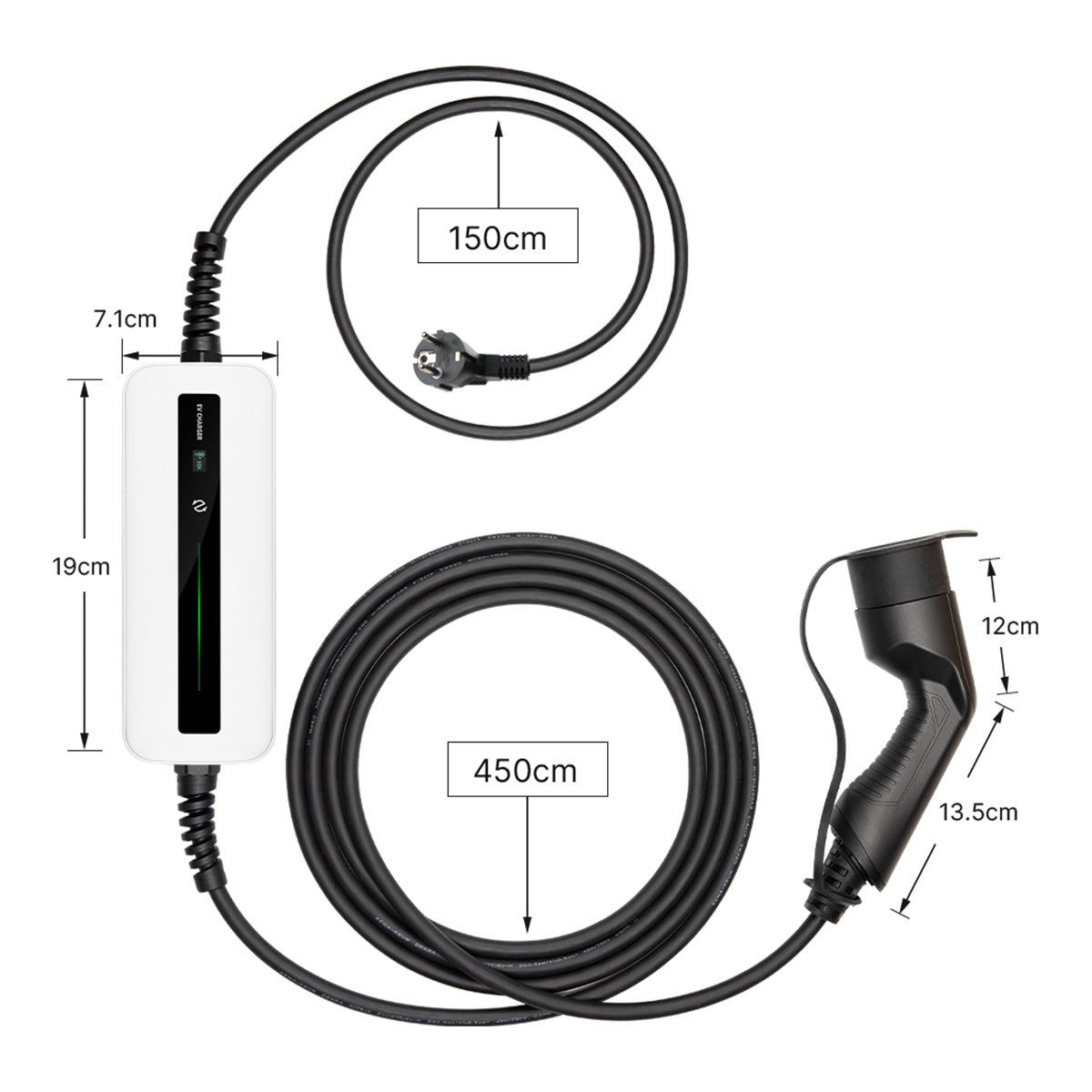 Chargeur EV portable intelligent MOREC Type 2 Max 3,6 kW avec prise Schuko - PCD018T2