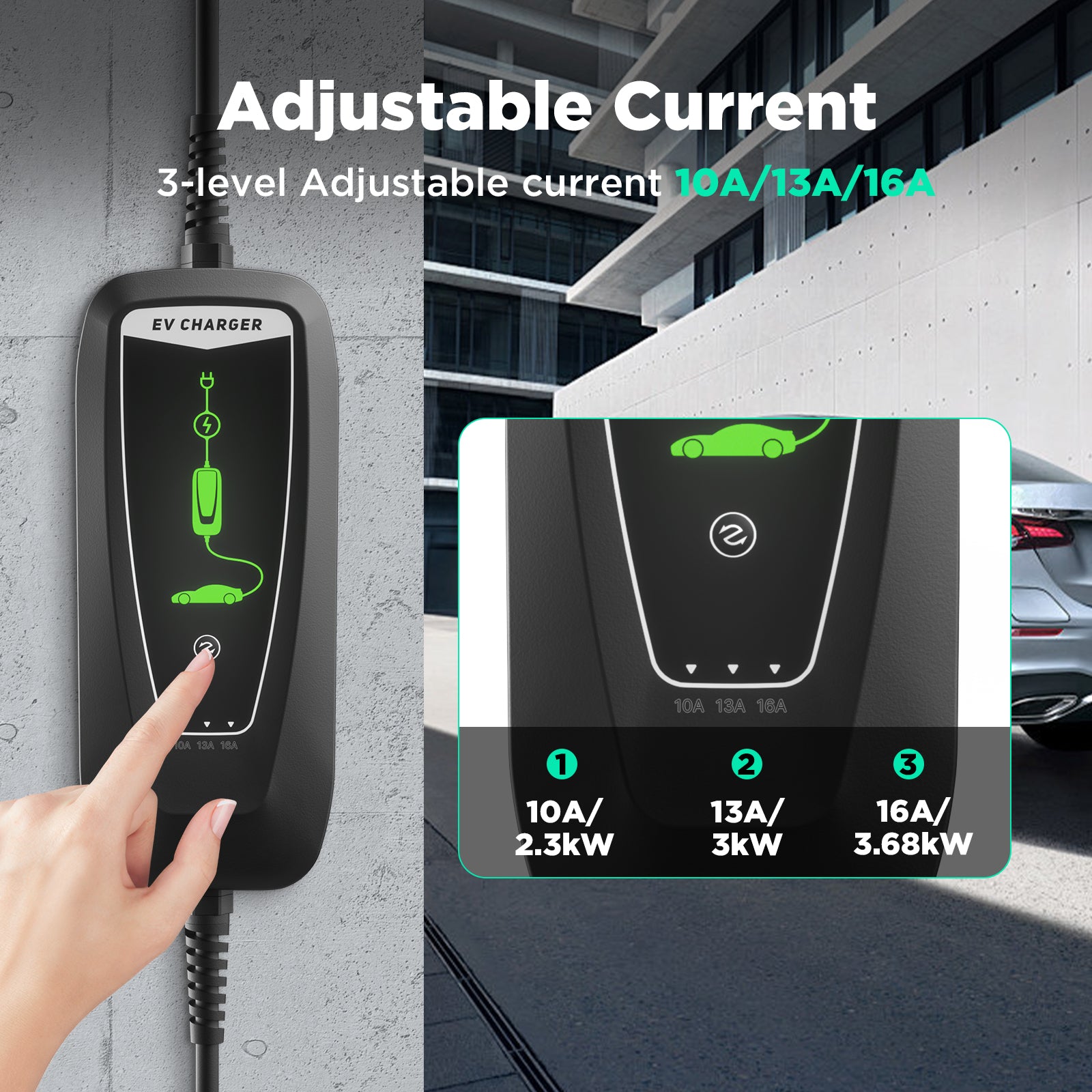 Kit de chargeur avec étui de transport Chargeur EV portable MOREC Type 2 avec prise Schuko - WS020