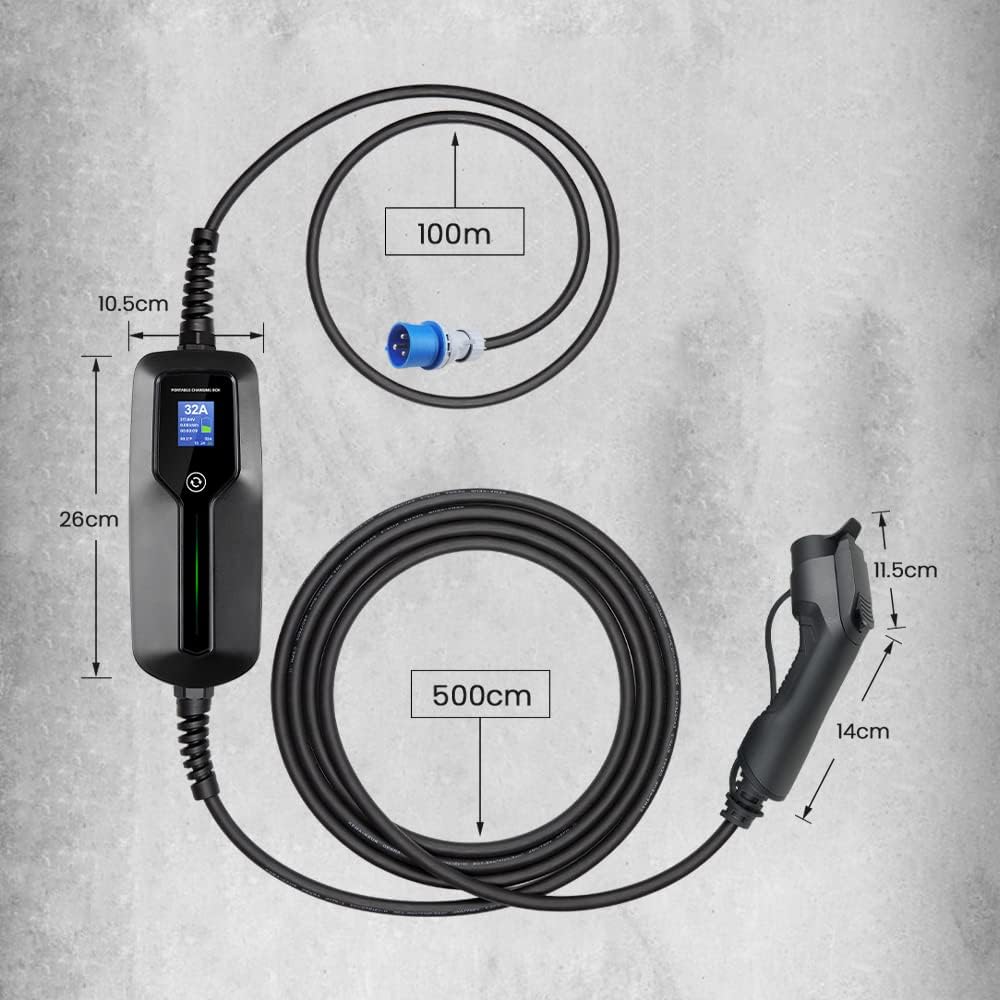 MOREC Typ 2, max. 7,2 kW, tragbares EV-Ladegerät, schnelle elektrische Ladelösung mit CEE-Stecker – PCD041