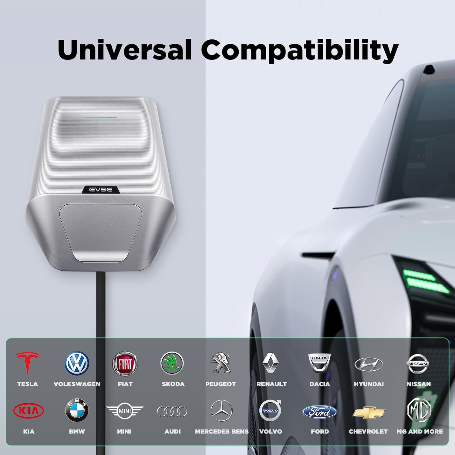 MOREC 7/22KW Adjustable Current 16A/24A/32A EV Wallbox Charger with Type 2 Socket - LX30