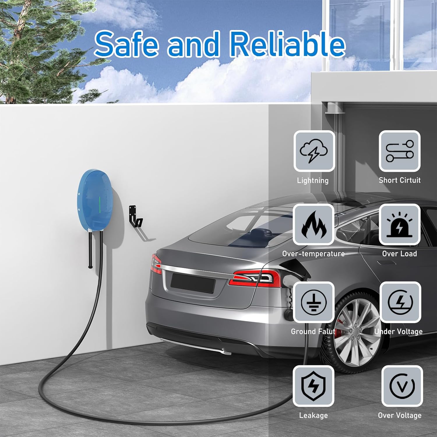 MOREC 7/11KW EV Wallbox with Charger Type 2 Plug Elliptical EV Charging Station - WB10T2