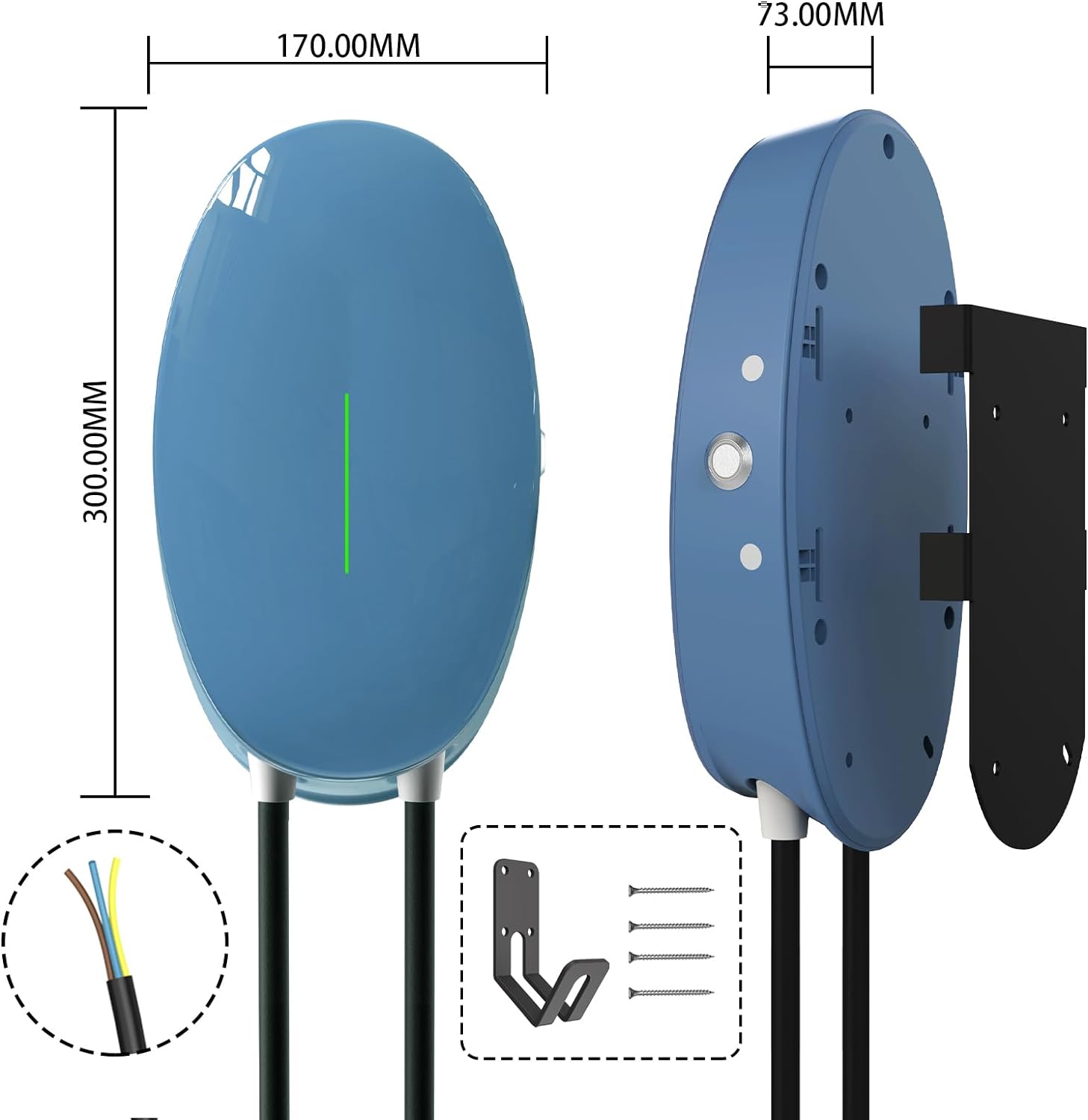 MOREC 7/11KW EV Wallbox with Charger Type 2 Plug Elliptical EV Charging Station - WB10T2