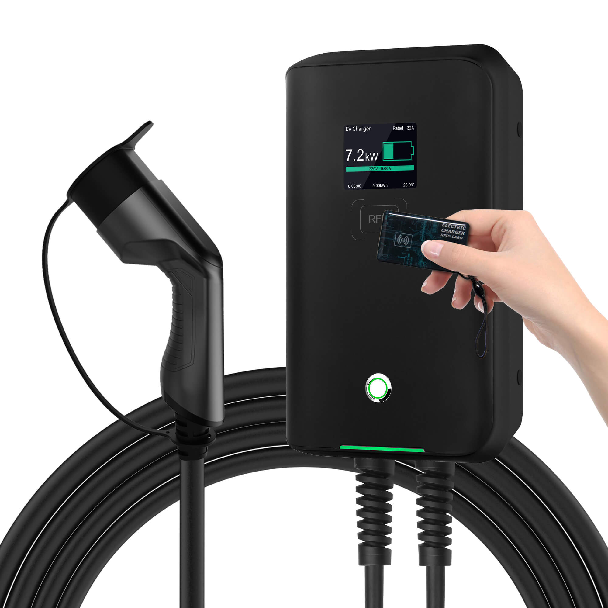 MOREC EV Wallbox Chargeur avec prise de type 2 Contrôle RFID Station de recharge EV 7KW - MC20CRFID