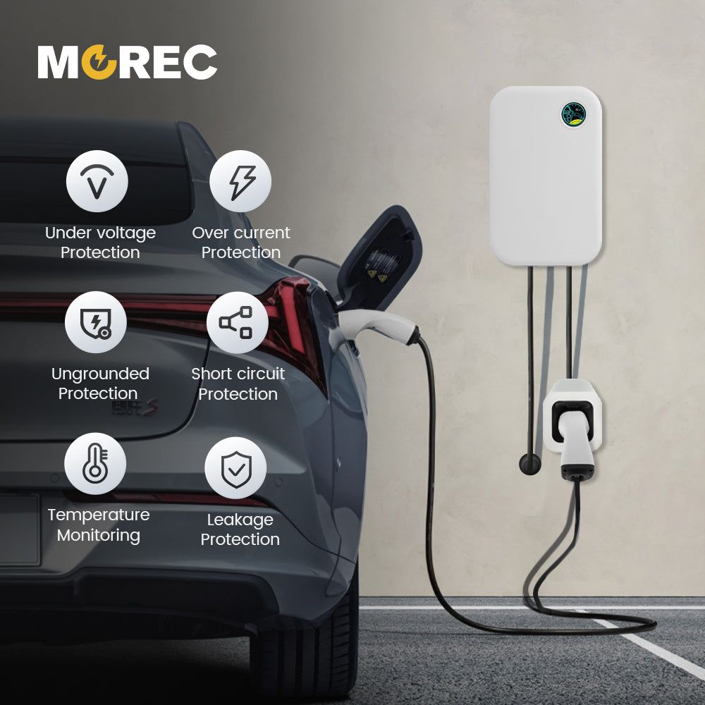 Final Deals-7/22KW Touchable LCD MOREC EV Wallbox Charger with Type 2 Socket- FDWB20A