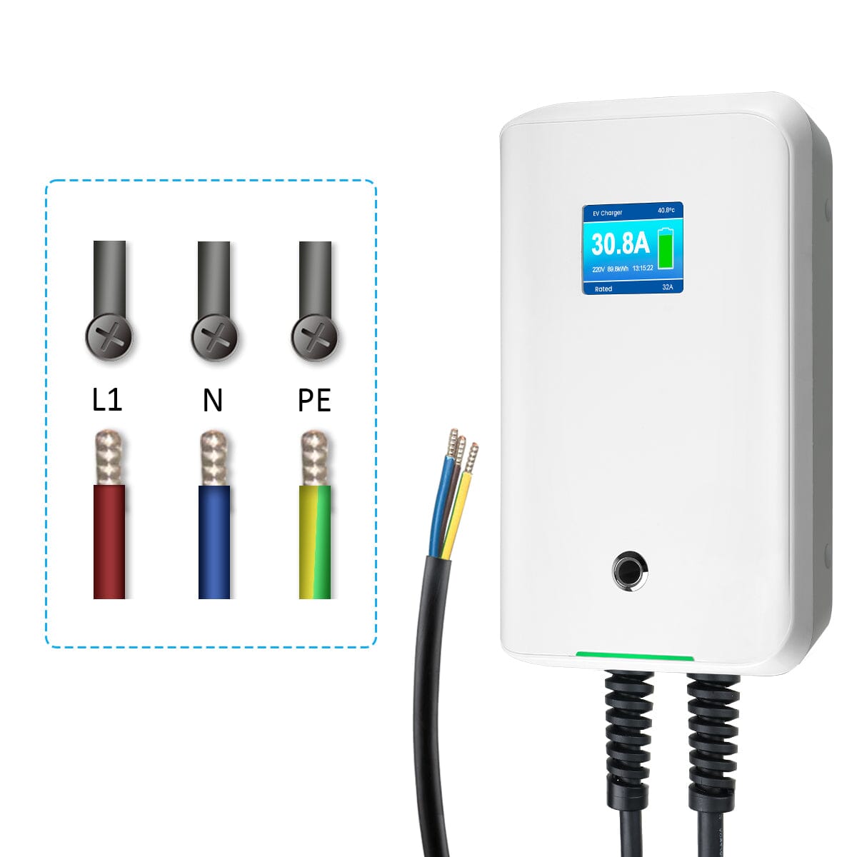 MOREC MC20 Electric Vehicle Charging Station Type 2 MAX 22KW,With 20 ft Charging Cable